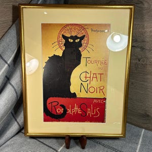 Vintage Rodolphe Salis Le Chat Noir Poster Wood Framed & Mounted Wall Hanging Art | French Bohemian Monmartre Decor | Théophile Steinlen