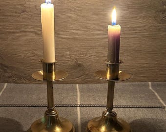 ヴィンテージ 19 世紀 真鍮製キャンドルホルダー | 非常に古くて素朴な