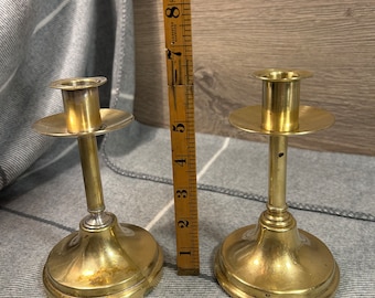 ヴィンテージ 19 世紀 真鍮製キャンドルホルダー | 非常に古くて素朴な