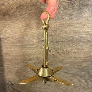 Vintage Solid Brass Folding Arms Decorative Anchor | Sailing Maritime Collectibles | Nautical Sailor Captain Decor | Ships, Boats & Yachts