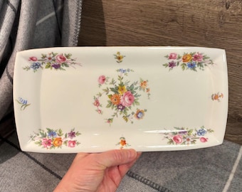 Vintage Minton Marlow Bone China S309 Rectangular Floral Sandwich Tray Made in England | Afternoon Tea Party Essentials | English Potteries