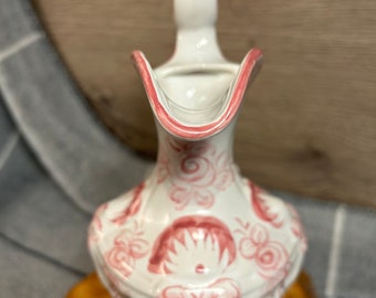 ヴィンテージ 手描き ポルトガル陶器 装飾 ピンク 水差し ピッチャー