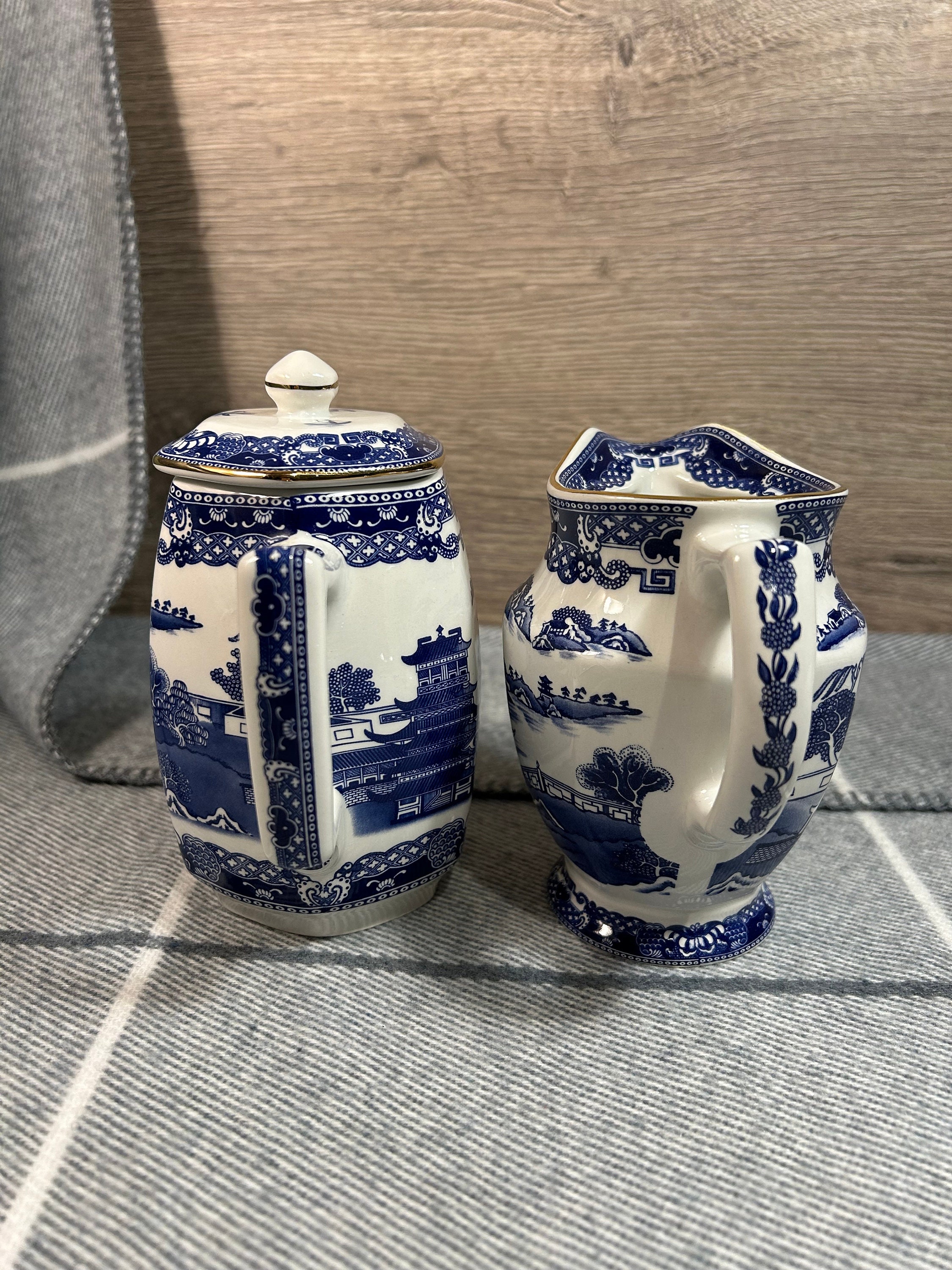 ヴィンテージ リングトンズ 蓋付き コバルトブルー&ホワイト ティー