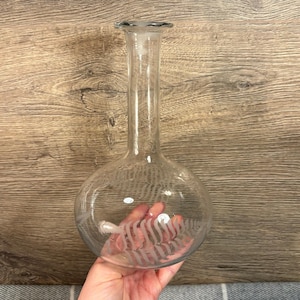 Vintage antieke laat-victoriaanse handgeblazen geëtst varenbladmotief vroege karaf karaf | Oude helderglazen vaas | Botanische drankenbargerei