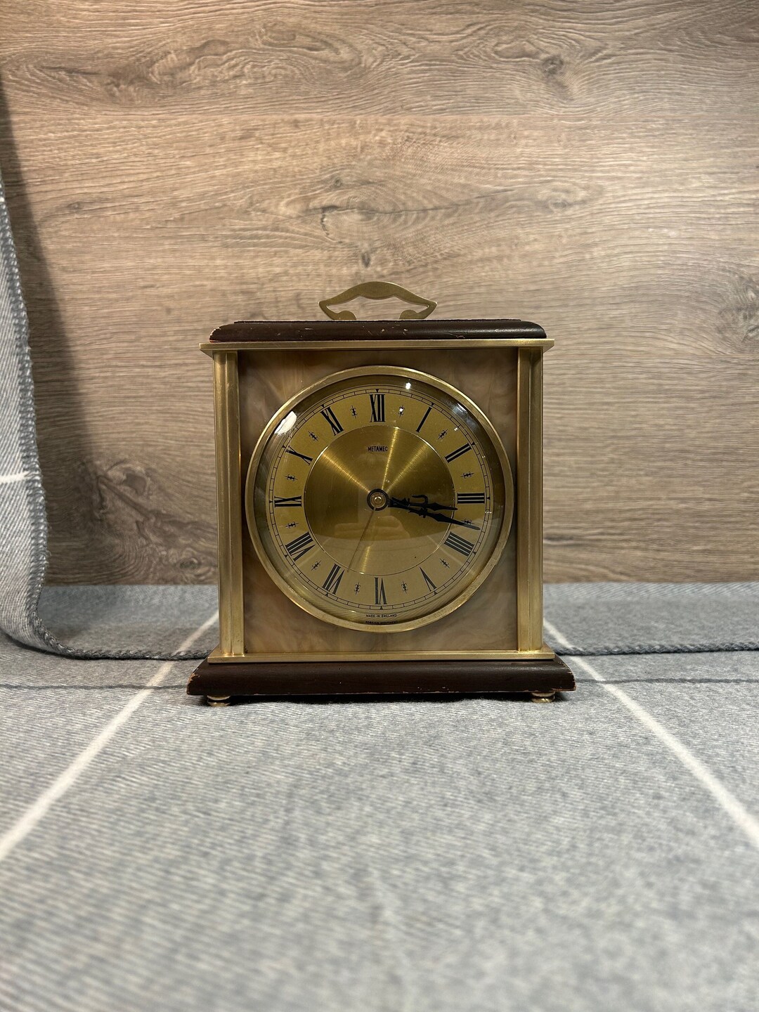 Vintage Mid Century Metamec Mantelpiece Heavy Wood Onyx Marble German Diehl Quartz Clock MCM Traditional English Decor Retro Collectible Etsy