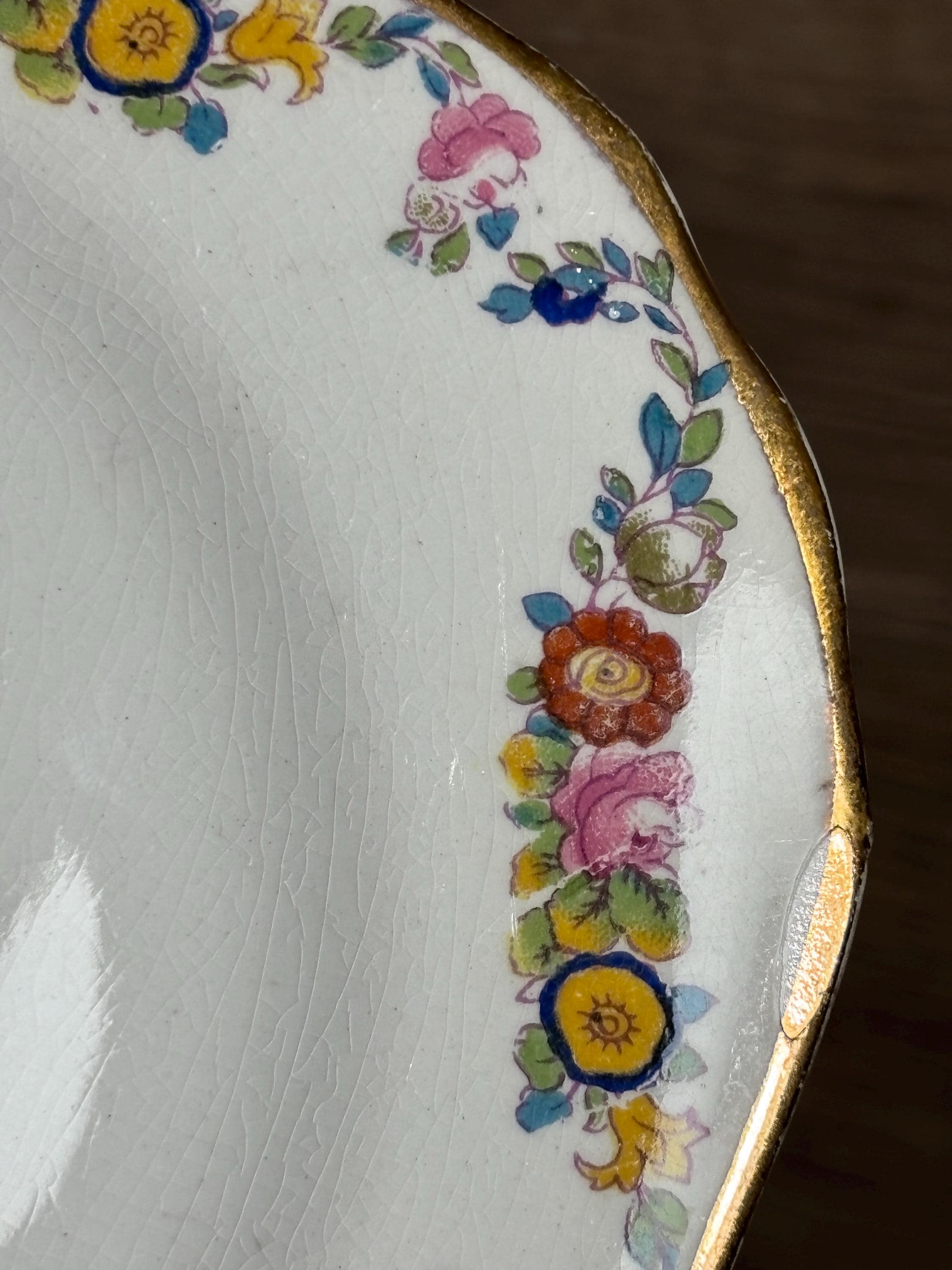 Vintage Set of 6 Petite Antique Floral Garland Square Side & Cake