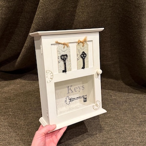 Preloved Kitsch Hangable 3 Hook White Key Box Cabinet | Practical Home Decor Replicas | Entryway, Shed and Pantry Wall Decor | Storage Boxes