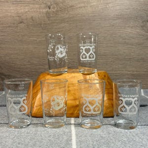 Vintage Frankenwein Ein Wein Mit Herz 0.1L/3.38Oz Shot Clear Glass Barware | MCM Franconian German Wine | Drinks Trolley Glass from Germany
