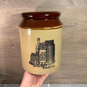 Vintage Pearsons of Chesterfield Retro Pasta Pot | Duo Tone Spaghetti Stoneware Kitchen Utensil Holder | Mid Century Kitchenalia Storage Jar