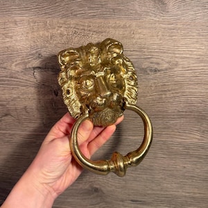 Vintage 600 grams massiv mässing tung lejonhuvud dörrknackare | Gör-det-själv och hemförbättringar | Symbolik för vildsinthet, kraft, mod och styrka