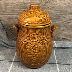 Vintage Mid Century West Germany Pottery 801-28 Brown Glaze Scheurich Ceramic Lidded Kitchen Storage Fruit Preserving Rum Pot Jar- 5Litre
