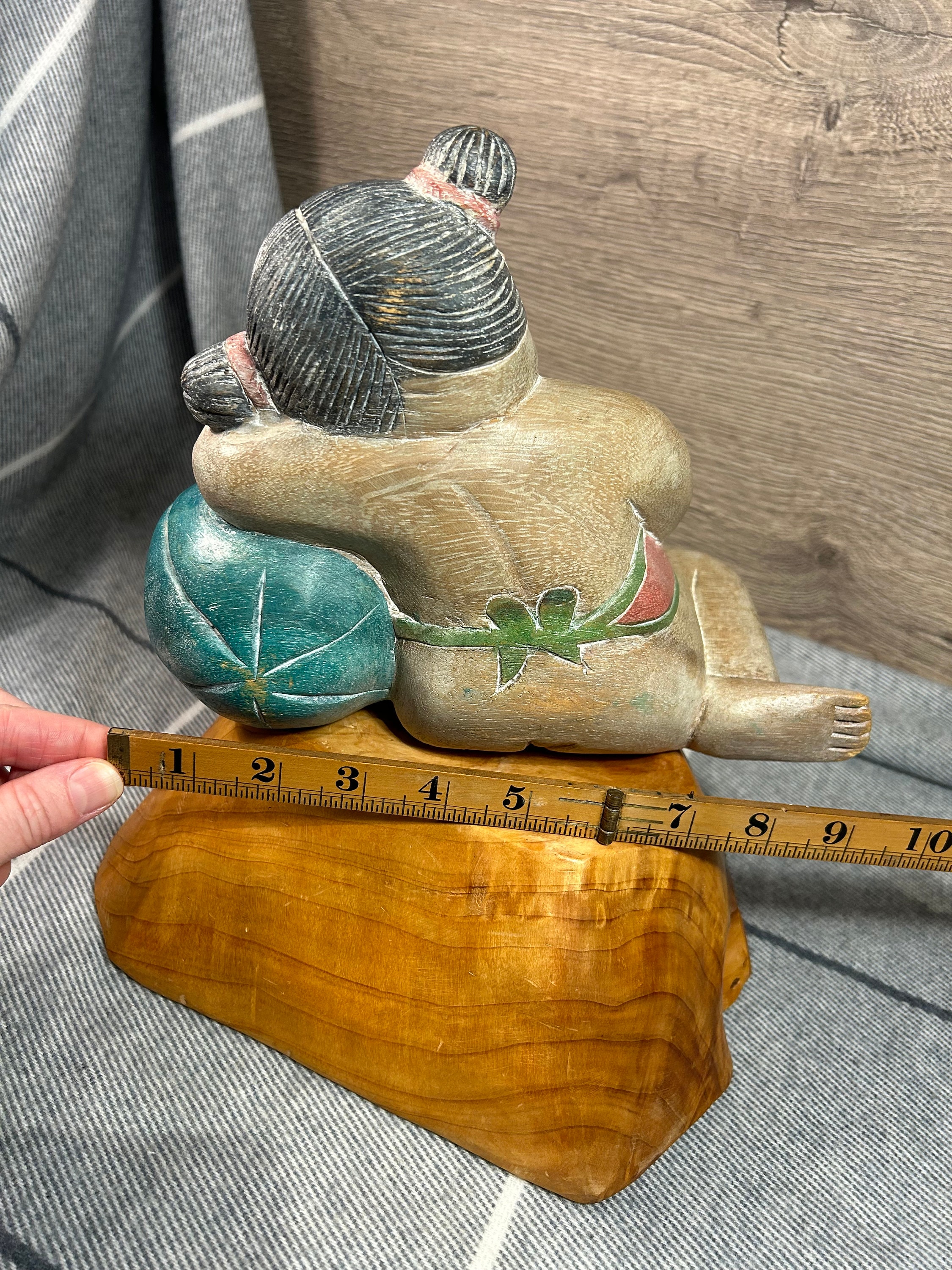 Vintage Oriental Hand Carved Child Sleeping Girl on
