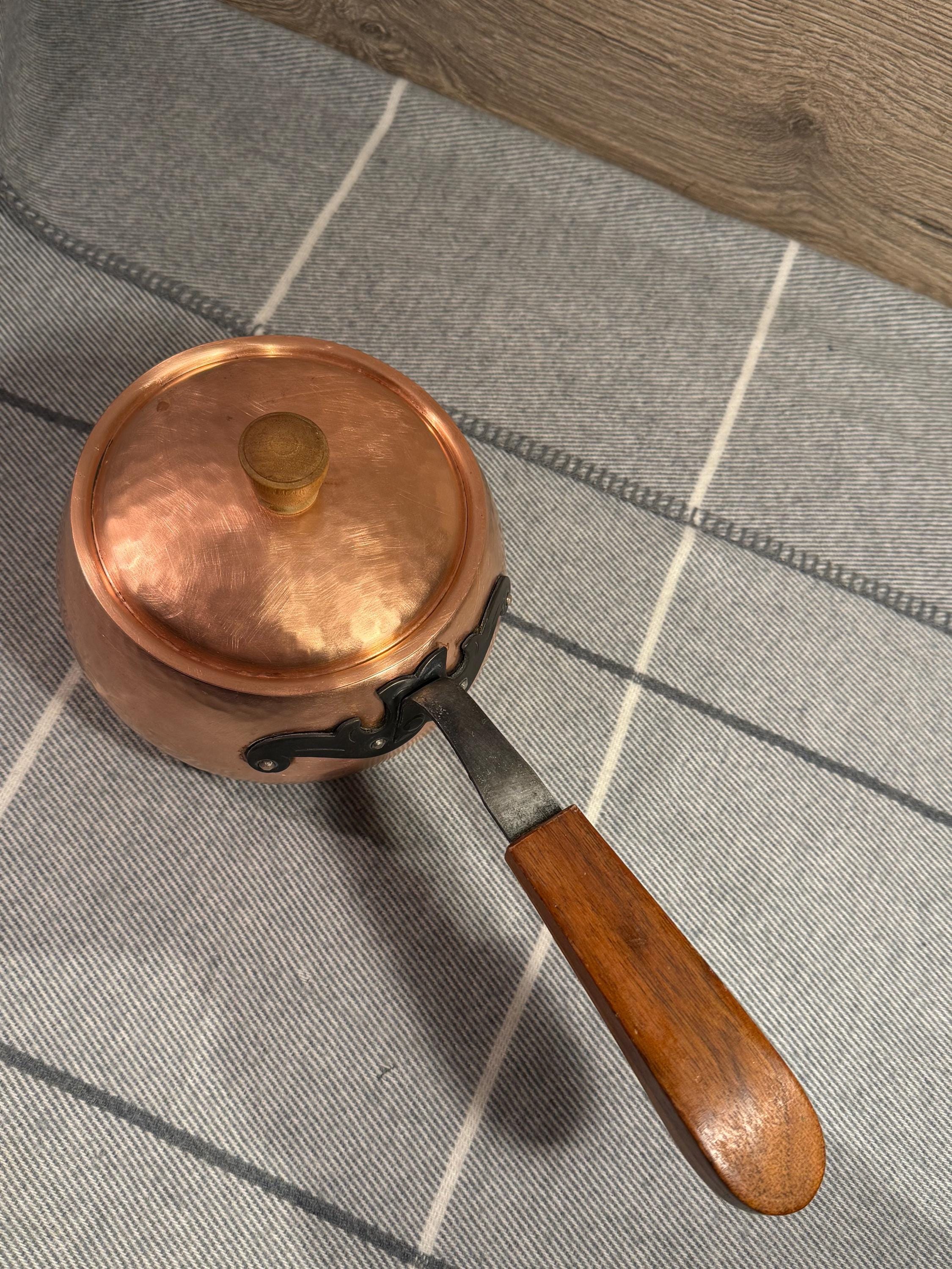 Vintage Stockli Netstal Hammered Copper Swiss Made Lidded Pot With