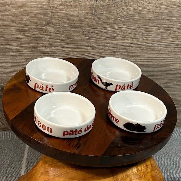 Vintage Mid Century Joana Boutique Campinas Brasil Rosewood Carved Wood Art Maison Pâté Lazy Suzan | MCM Retro Nibble & Snack Bowls Stand