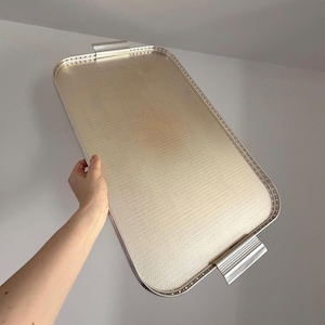 Vintage Large Rectangular 2 Handle Anodised Aluminium Serving Tray | Retro Cocktails & Dinner Party Host Collectibles | Barware Collectibles