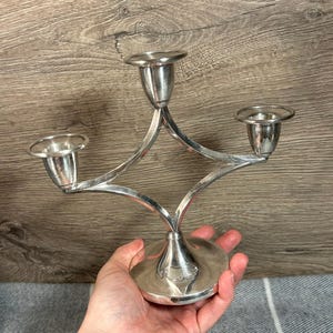 Vintage Silver Plated Lanthe of England 3-Branch Candlestick Holder | Silver Tone Art Deco Three Candle Candelabra | Traditional English