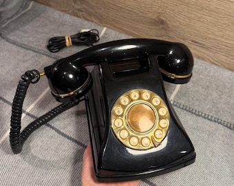 Vintage Vielleichte Classic 873 Schwarz Kunststoff Telefon | Alte Schule Flur Festnetztelefon | China Made Nostalgisches Technik Gerät