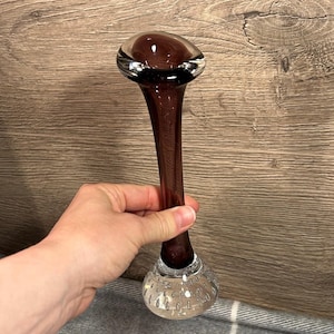 Vintage Mid Century Skandinavisch Lila Glaskunst Jack in the Pulpit Vase | 1960er Schweden Bo Borgstrom für Aseda Glasbruk Hundeknochen Vase