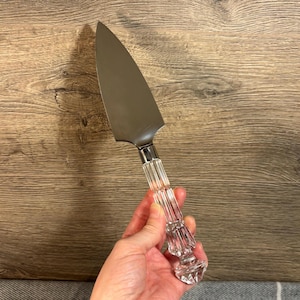 Vintage Glass Handle Silver Tone Cake Slicer | Krajalnica do ciasta Cutter | Niezbędne akcesoria na stół na urodziny | Narzędzie cukiernicze dla piekarzy