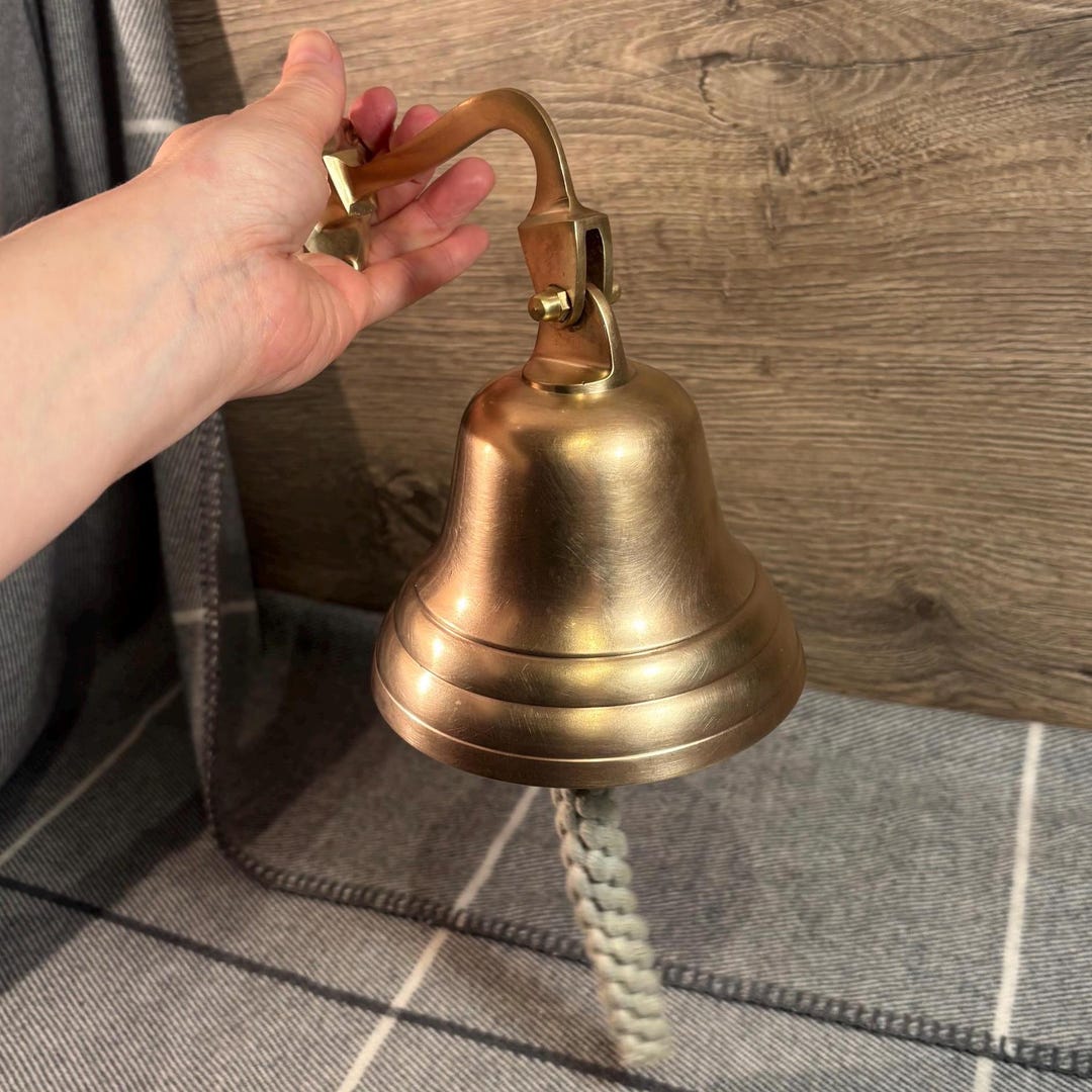 Vintage Brass Wall Mounted Rope Clapper Wall Bracket Bell | Nautical ...