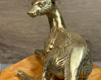 ヴィンテージ ミッドセンチュリー ソリッドブラス 重厚な子鹿の像