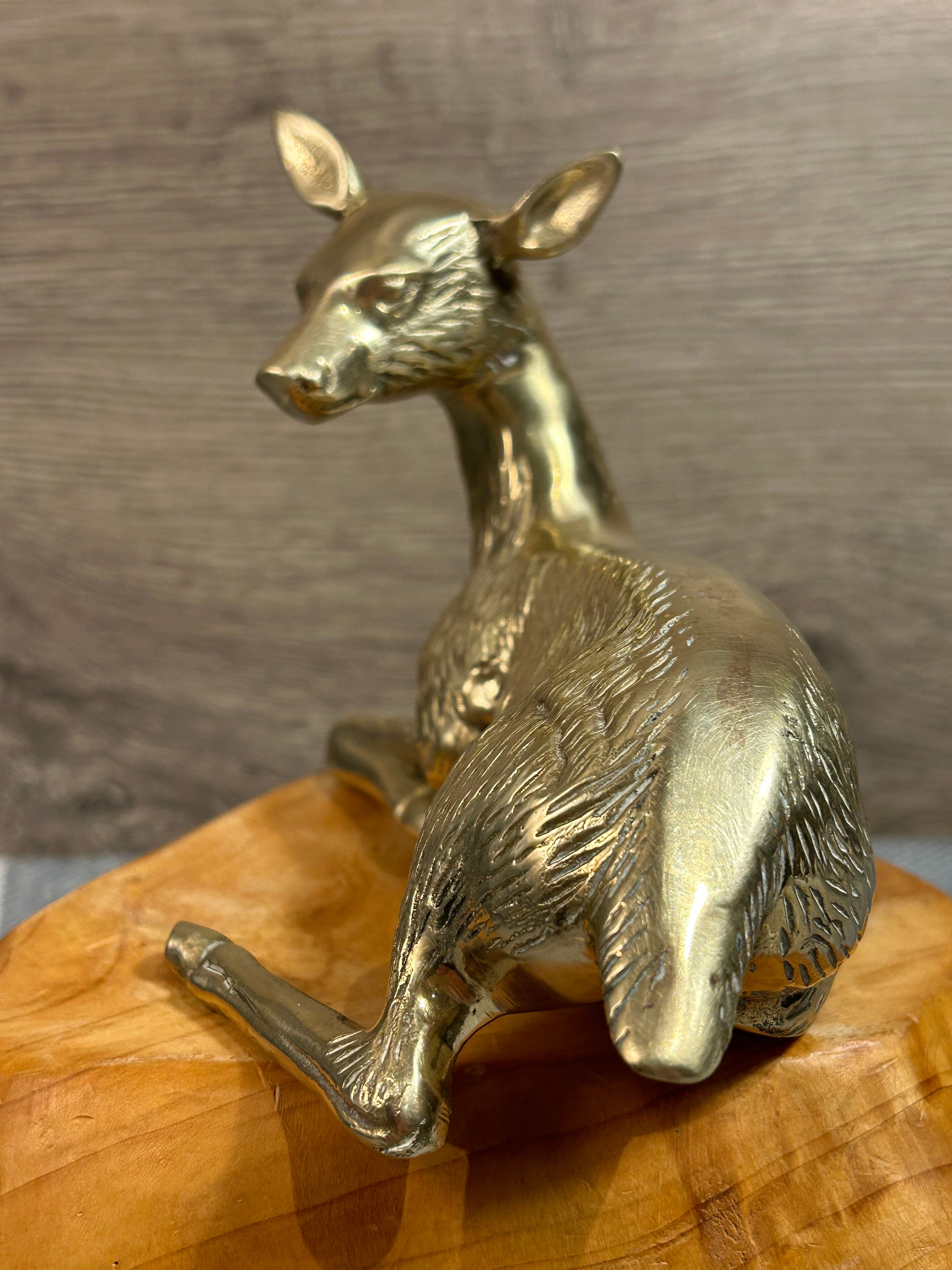 ヴィンテージ ミッドセンチュリー ソリッドブラス 重厚な子鹿の像