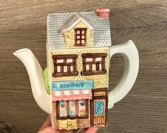 Vintage Ceramic The Leonardo Collection Lesser & Pavey Novelty Decorative Grocery Collectible Teapot | Traditional English Kitchenalia Decor