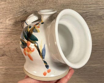 Cerámica vintage de estudio de arte hecha a mano y pintada a mano, con salpicaduras de colores, tamaño mediano, salero / Hecho a mano, OOAK, para uso diario en la cocina / Decoración campestre