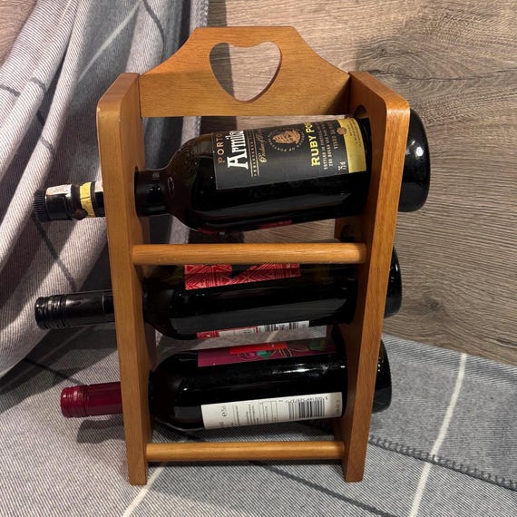 Vintage Bottle Wooden Wine Rack Made in Thailand Tall Vino