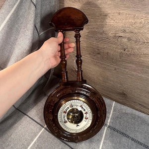 Vintage Antique Victorian Dark Wood Barometer | Wall Hanging Barometer 168 | Traditional Weather Instruments | Home Memorabilia Collectibles
