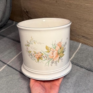 Maceta redonda de interior vintage Ceramadad Leek Staffordshire Floral, fabricada en Inglaterra / Decoración para jardineros y botánicos / Jardinería de plantas y flores