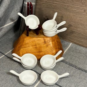 Preloved Revol French Minimalist Porcelain Pan Shaped Bowl Crockery for Starters- Set of 10| Small Tapas, Condiments and Sauces Kitchenalia