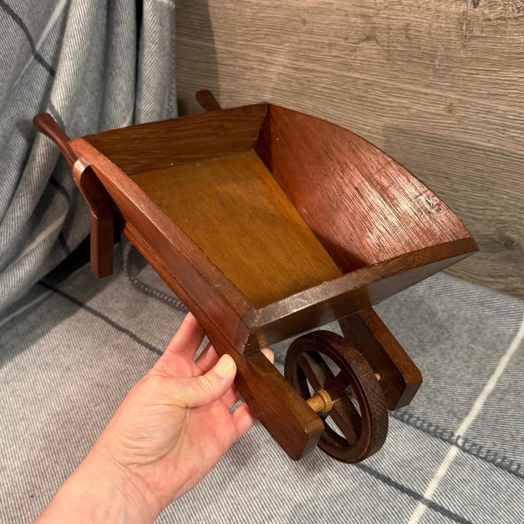 Vintage Hand Crafted Wooden Ornamental Wheelbarrow | Decorative
