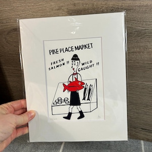 Preloved Limited Edition Mounted Print by Ernest S. Seppa Fresh Salmon, Wild Caught Pike Place Market Seattle USA | Collectible Wall Hanging