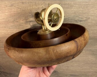 販売直販 【侍】 アンティーク SHIP'S TIME チーク材 舵輪装飾 船時計