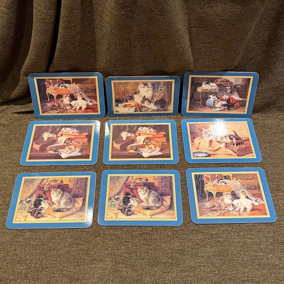 Vintage Nostalgic Cats Jason Mats- Set of 9 Placemats in Original