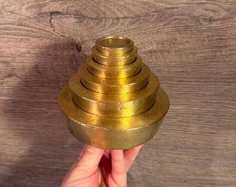 Vintage 1910 3.5kg Parnall & Sons Ltd Alexandra Road Swansea and JP Rees Stack Set of 6 Brass Nesting Weights | British Edwardian Brasswares