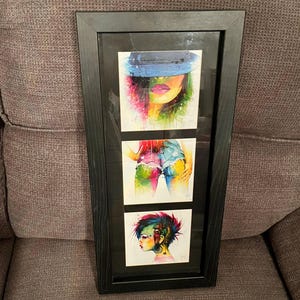 Begagnad triptyk med kvinna i inramad väggkonst av Patrice Murciano