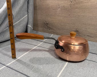 Vintage Stockli Netstal Hammered Copper Swiss Made Lidded Pot With