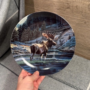 Vintage 1989 The Moose door Paul Krapf Dominion China Ltd Limited Edition bord | Wild en gratis Canada&#39;s Big Game-verzamelobjecten | Canadees huis