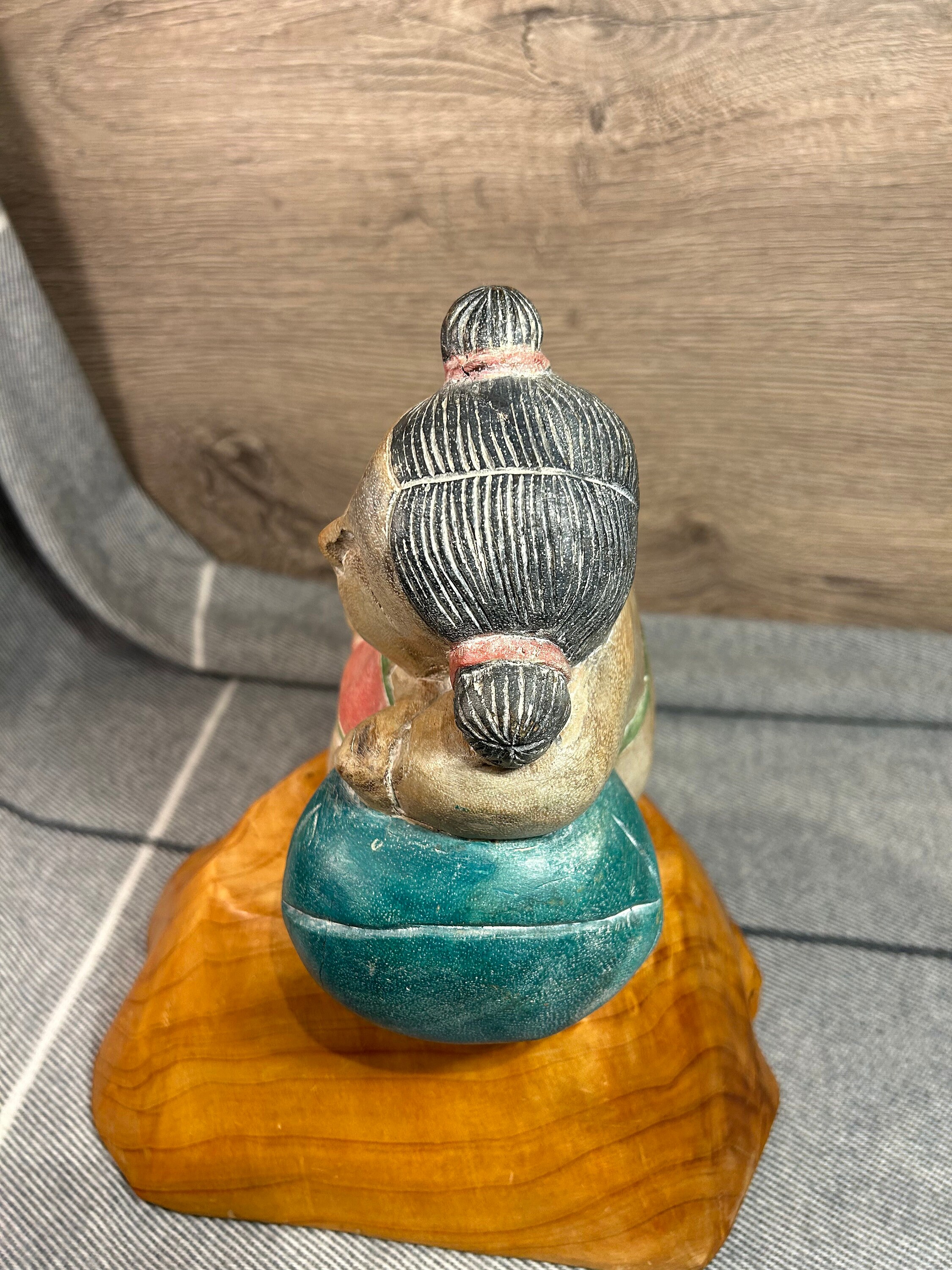 中国時代物 28cm大型鉢 人物画 子供