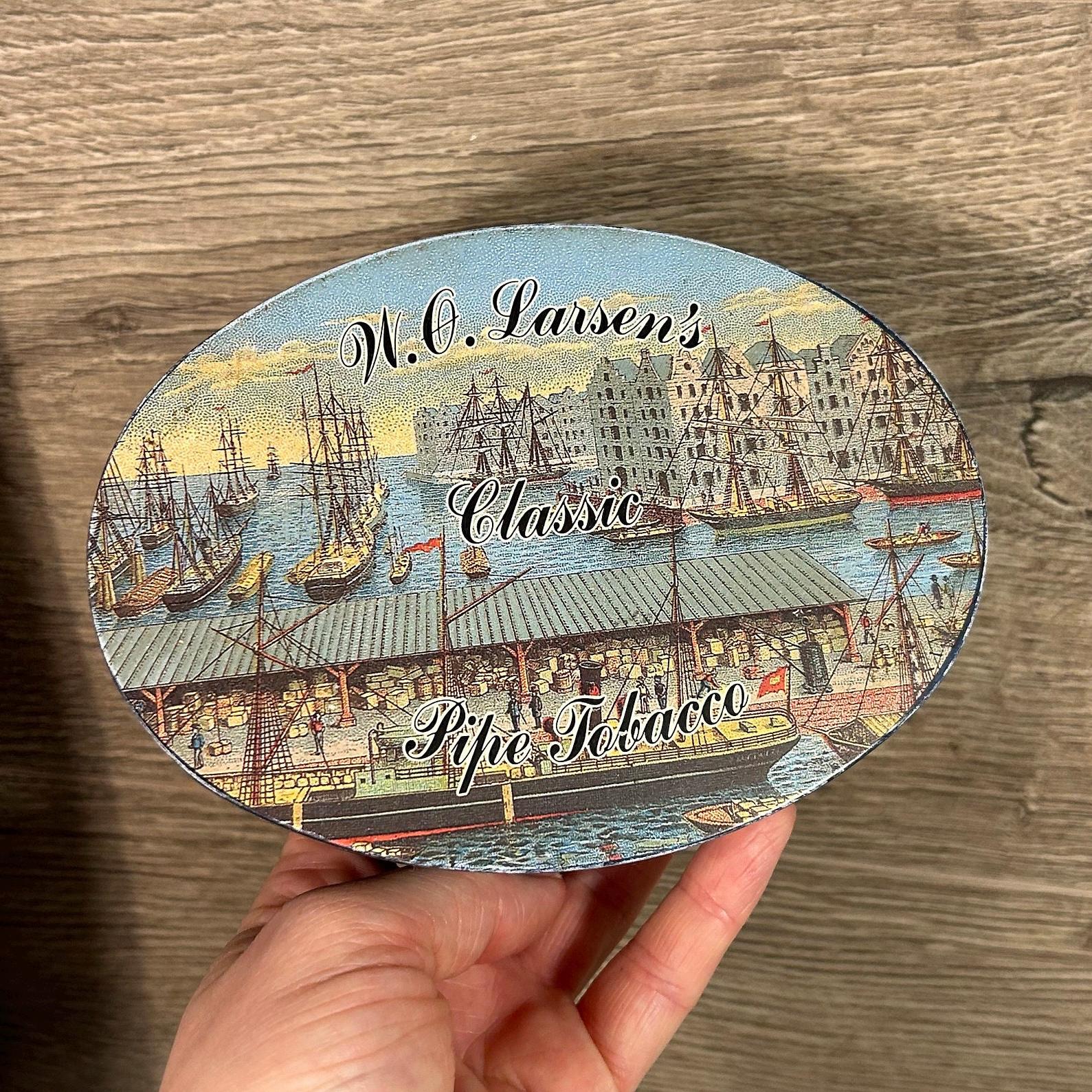 Vintage W.o.larsen's Classic Old Fashioned Pipe Tobacco Metal Oval Shape  Tin Made in Denmark | Scandinavian Tobacciana | Danish Collectibles