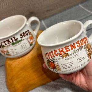 Vintage 1970s Retro Kitchenware Ceramic Chicken & Oxtail Recipe Soup Bowl | 70s Farmhouse Tableware | Nostalgic Mid Century Kitchenalia