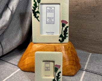 Vintage Thistle Photo Frame The Highbank Collection Lochgilphead Argyll Scotland-Set of 2 | Crazed Ceramic Glaze Scottish Picture Two Frames