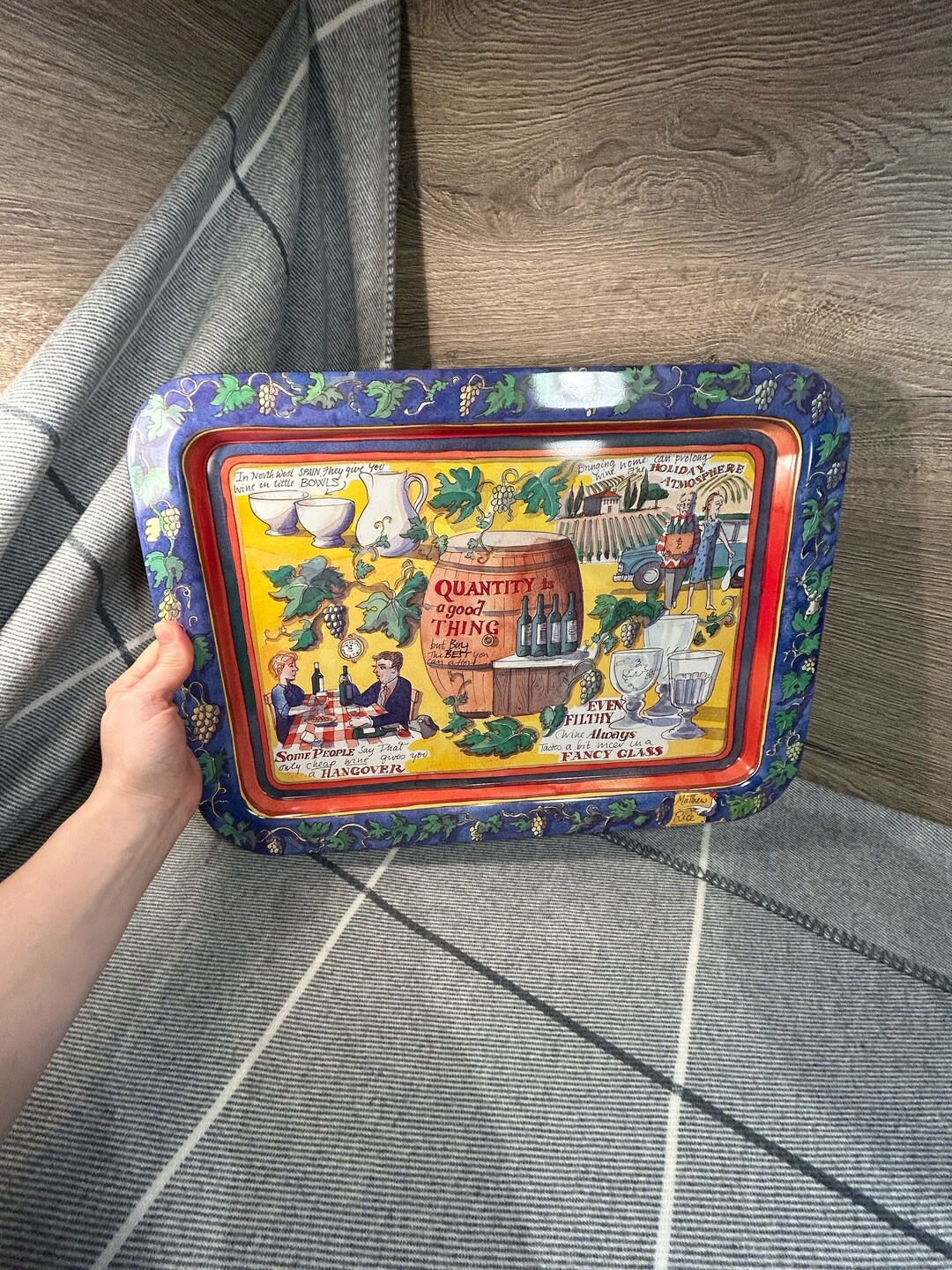 Vintage Matthew Rice Large Rectangular Lightweight Wine Humour ...