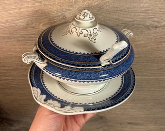 Vintage 1930s W Hulme Burslem Reliable Princess No 782942 Small Slotted Lid Tureen Made in England | English Pottery Kitchenalia Collectible