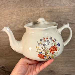 Vintage Arthur Wood England Orientally Inspired Floral Teapot | Traditional Tea Pots | Oriental Kitchenalia | Lotus and Chinese Willow Tree