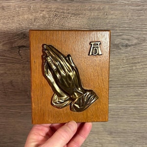 Vintage Albrecht Dürer Praying Hands Bronze and Wood Small Plaque Wall Hanging | Study of the Hands of an Apostle Art | German Collectibles