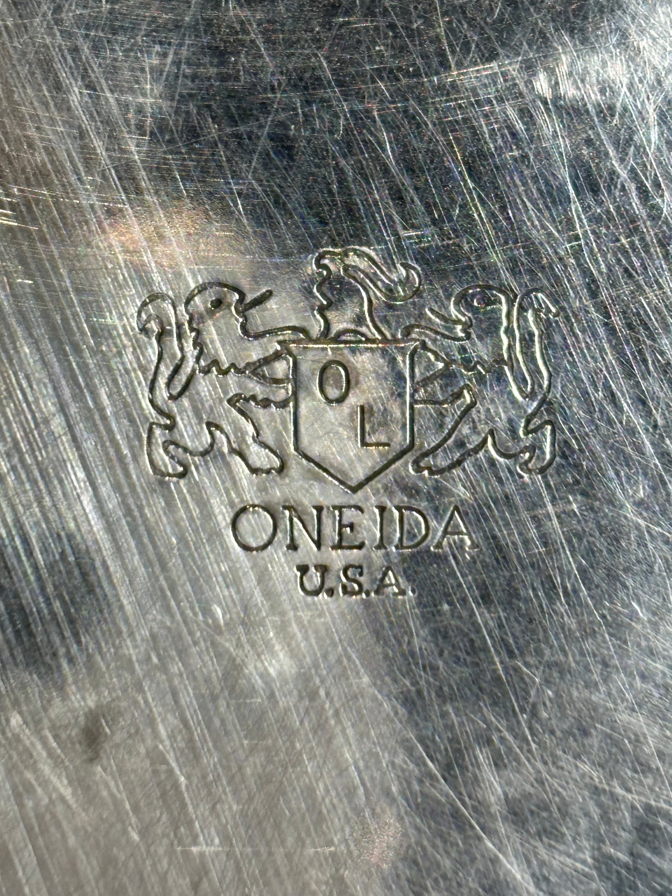 Vintage Oneida USA Silver Tone Round Tray | Decorative