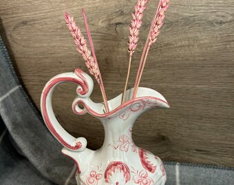 ヴィンテージ 手描き ポルトガル陶器 装飾 ピンク 水差し ピッチャー